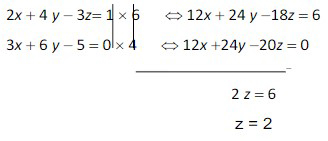 Eliminasi y dari persamaan kedua 2 dan ketiga 3 sehingga dapat diperoleh.