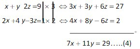 Eliminasi z dari persamaan pertama 1 dan kedua 2
